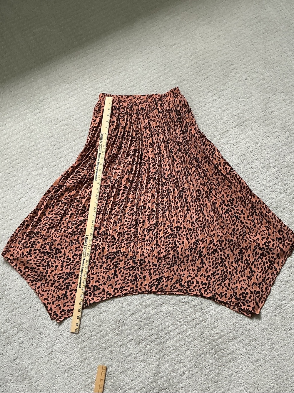 Rust / copper colored Leopard Print Pleated Midi Skirt